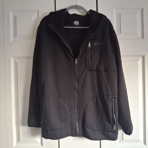 Buffalo Outdoor Sherpa Lined Black Zip Hoodie Sweatshirt Men's Size L Jacket Top